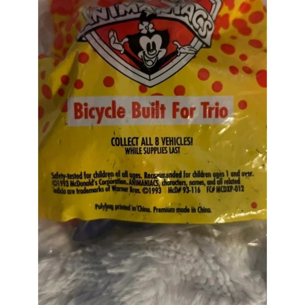 McDonalds Animaniacs Toy 1993 Vintage Bicycle Built for Trio Sealed